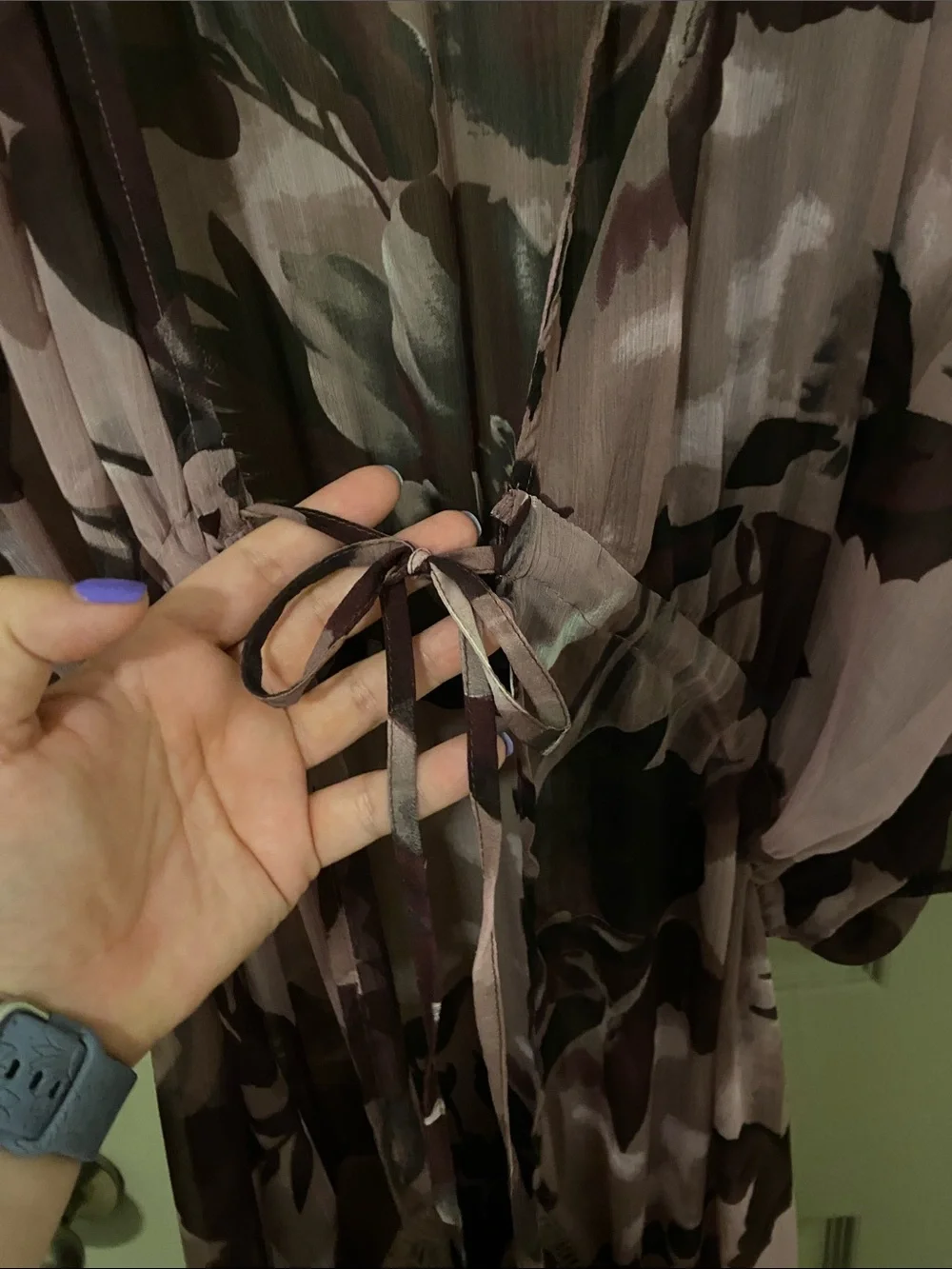 BCBGeneration Sheer Floral Tie-Waist Kimono Coverup - Picture 4 of 8